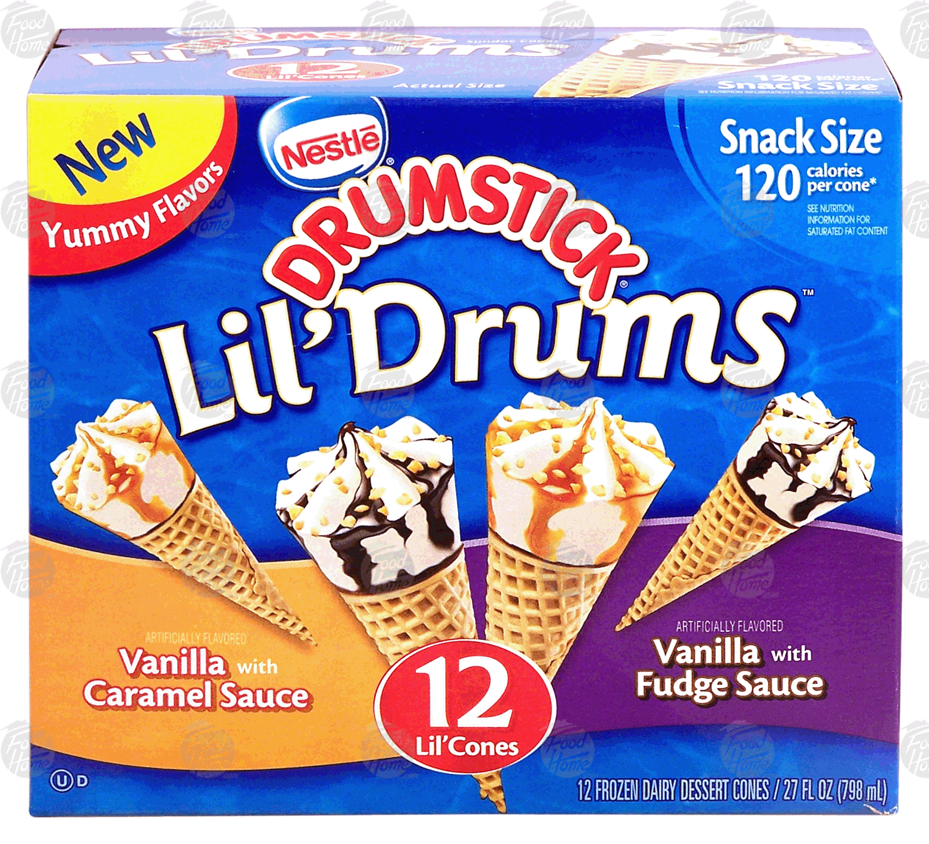 Nestle Drumstick lil' drums; vanilla with caramel sauce and vanilla with fudge sauce, 12 cones Full-Size Picture